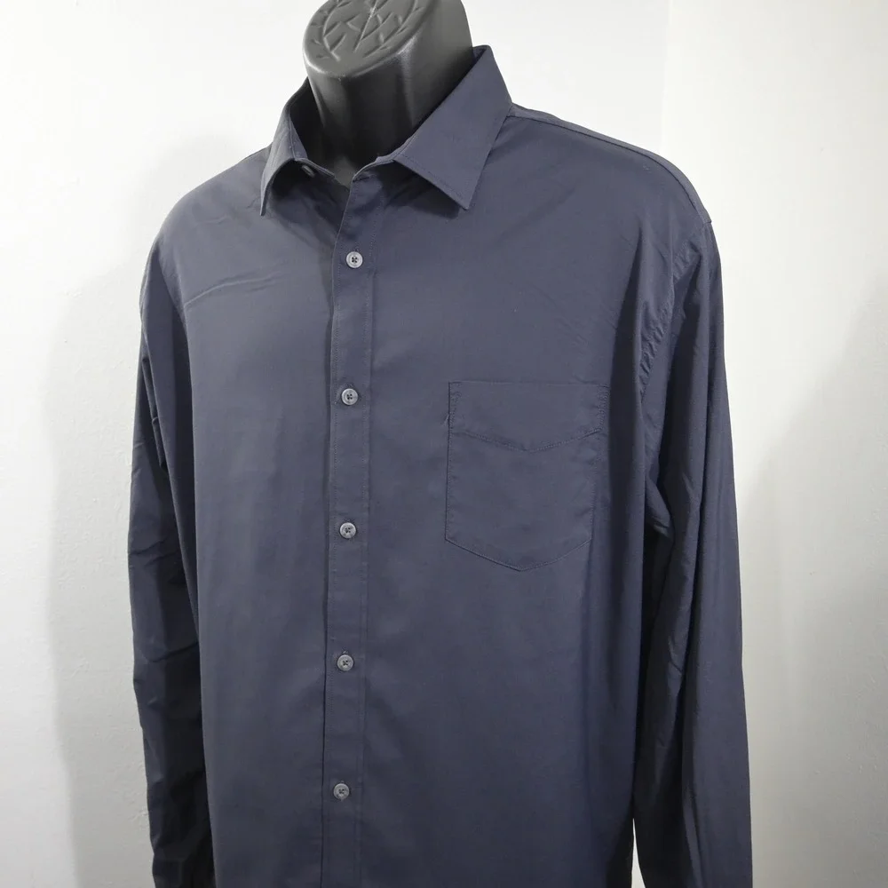 UNTUCKit Button Up Dress Shirt Mens 3XL Black Long Sleeve Nylon Stretch Wicking
